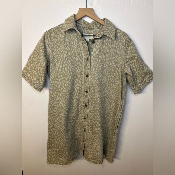 *NWT* Universal Thread Brown and Tan Denim Leopard Mini Shirt Dress, Size Small - Picture 5 of 14